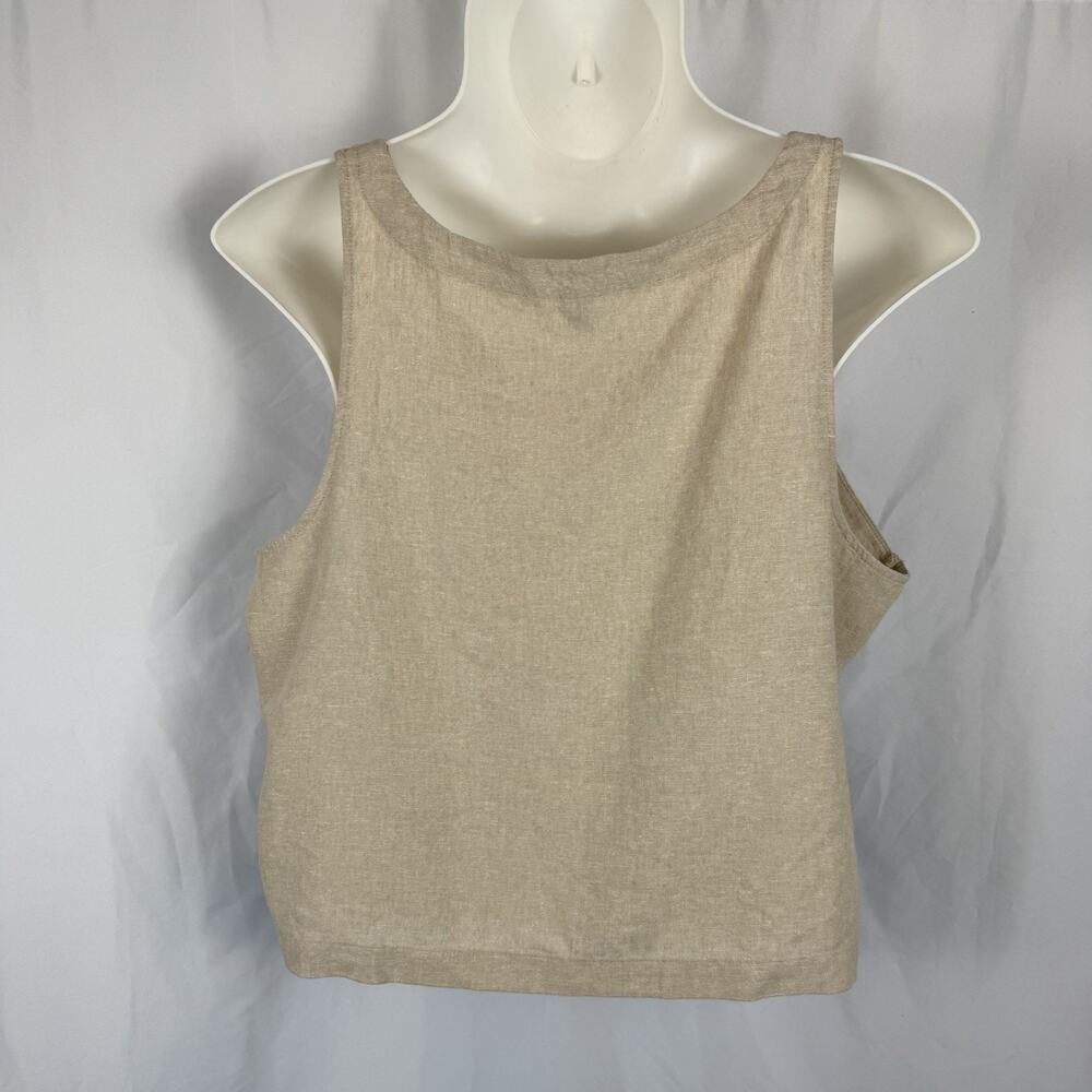 Womens NWT Linen Blend Crop Top Blouse Tan Natural XXL Minimalist Cleangirl Norm - Picture 4 of 9